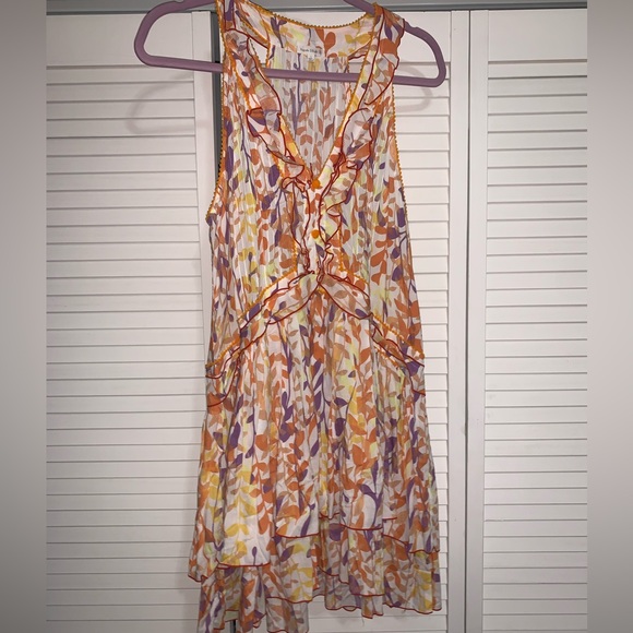 Poupette St Barth Mae Orange Floral Mini Dress Large - Picture 5 of 6